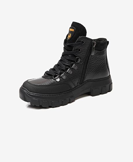 Erkek Çocuk Siyah Hakiki Deri Bot