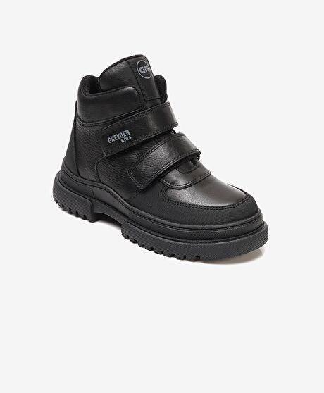 Çocuk Siyah Hakiki Deri Bot