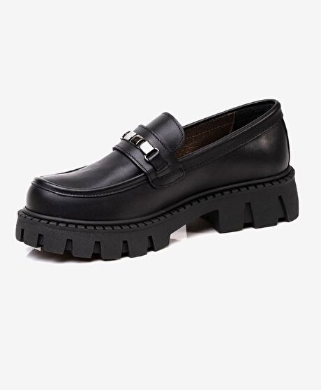 Kız Çocuk Siyah Hakiki Deri Ayakkabı