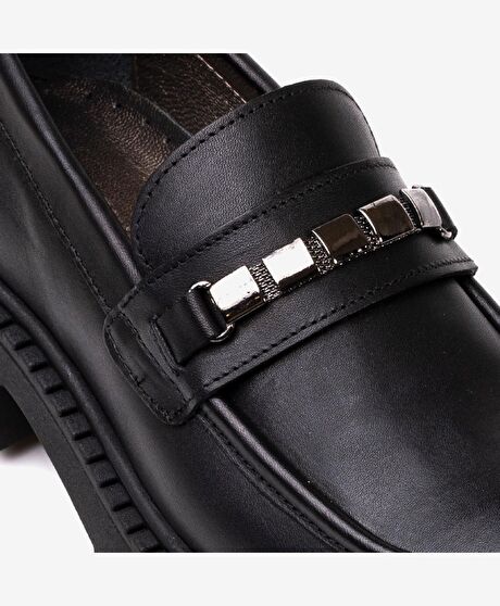 Kız Çocuk Siyah Hakiki Deri Ayakkabı