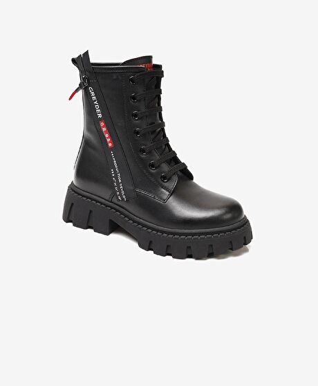 Kız Çocuk Siyah Hakiki Deri Bot