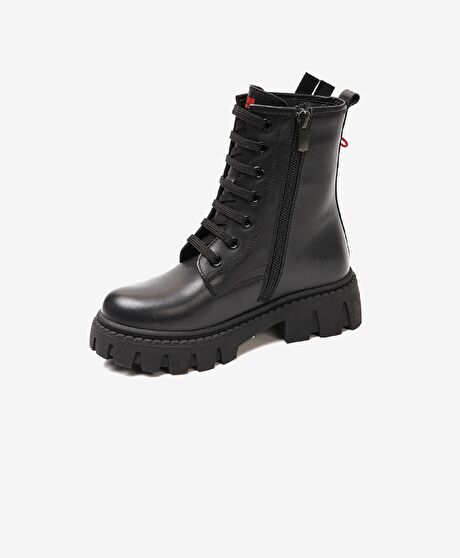 Kız Çocuk Siyah Hakiki Deri Bot