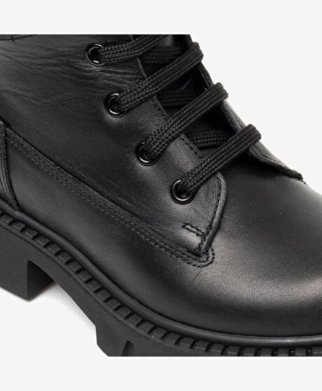 Kız Çocuk Siyah Hakiki Deri Bot