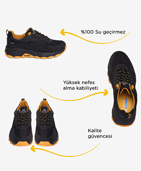 Siyah Sarı Su Geçirmez Ayakkabı