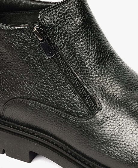 Erkek Siyah Hakiki Deri Klasik Bot