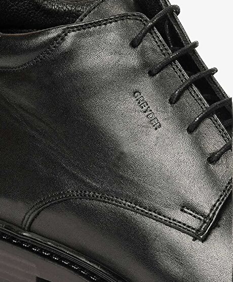 Erkek Siyah Hakiki Deri Klasik Bot