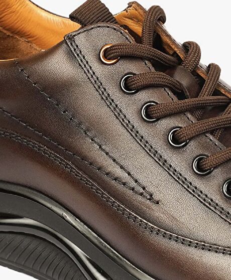 Erkek Kahverengi Hakiki Deri Spor Ayakkabı