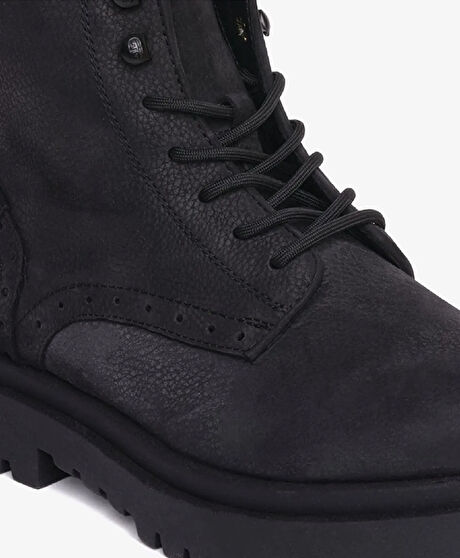 Erkek Siyah Hakiki Deri Klasik Bot