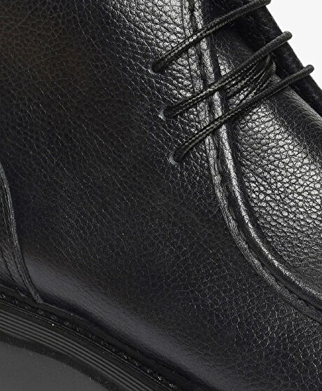 Erkek Siyah Hakiki Deri Klasik Bot