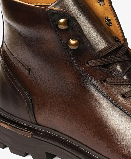 Erkek Kahverengi Hakiki Deri Günlük Bot