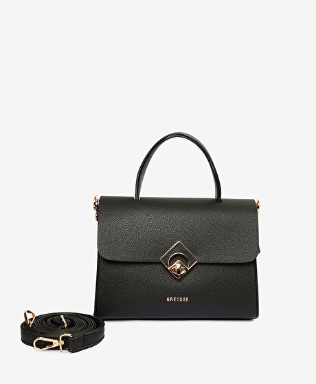 Kadın Siyah Tokalı Kol Çantası