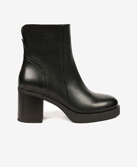 Kadın Siyah Hakiki Deri Topuklu Bot
