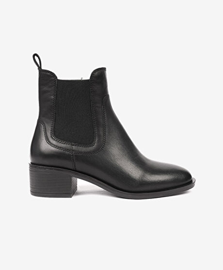 Kadın Siyah Hakiki Deri Topuklu Chelsea Bot