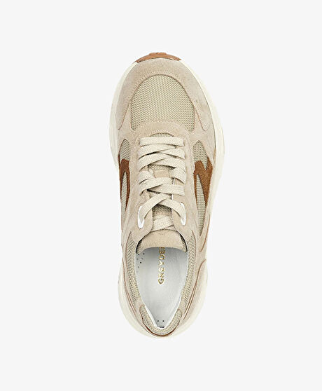 Kadın Bej Süet Hakiki Deri Sneaker Ayakkabı