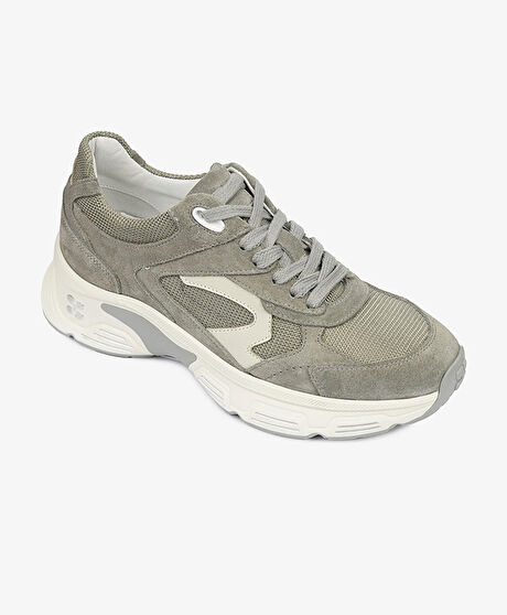 Kadın Gri Süet Hakiki Deri Sneaker Ayakkabı