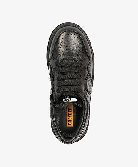 Erkek Çocuk Siyah Hakiki Deri Ayakkabı