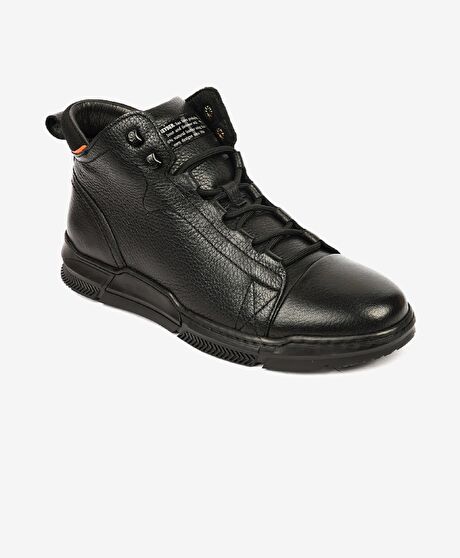 Erkek Siyah Hakiki Deri Casual Bot