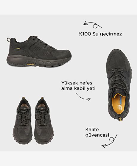 Siyah Gri Su Geçirmez Ayakkabı