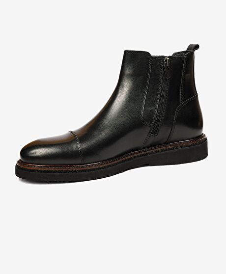 Erkek Siyah Hakiki Deri Chelsea Bot