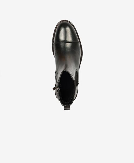 Erkek Siyah Hakiki Deri Chelsea Bot