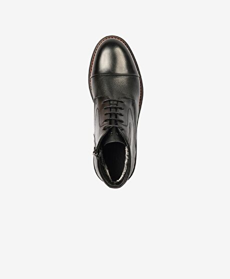 Erkek Siyah Hakiki Deri Klasik Bot