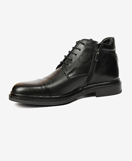 Erkek Siyah Hakiki Deri Klasik Bot