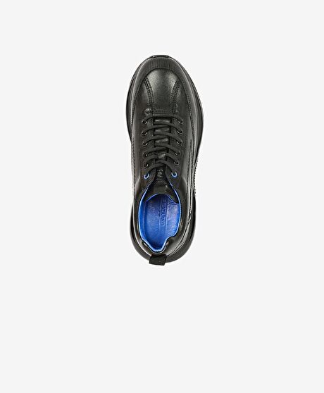 Erkek Siyah Mavi Hakiki Deri Spor Ayakkabı