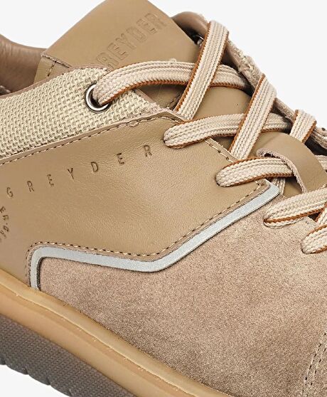 Erkek Vizon Hakiki Deri Sneaker Ayakkabı