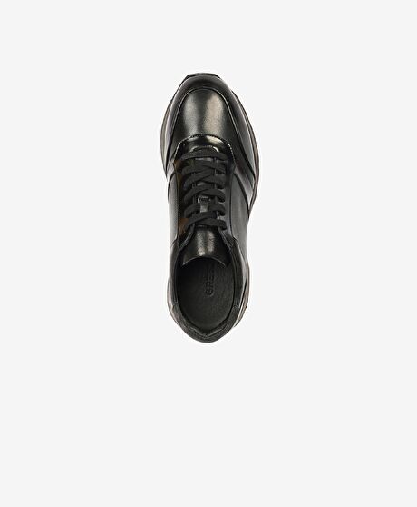 Erkek Siyah Hakiki Deri Sneaker Ayakkabı