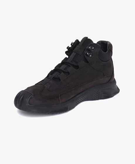 Erkek Siyah Hakiki Deri Sneaker Bot