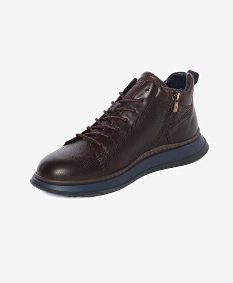 Erkek Kahverengi Hakiki Deri Sneaker Bot