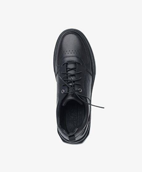 Erkek Siyah Hakiki Deri Sneaker Ayakkabı
