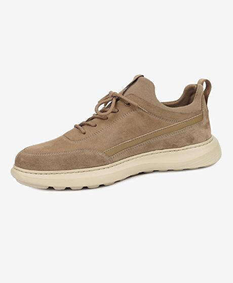 Erkek Vizon Hakiki Deri Sneaker Ayakkabı
