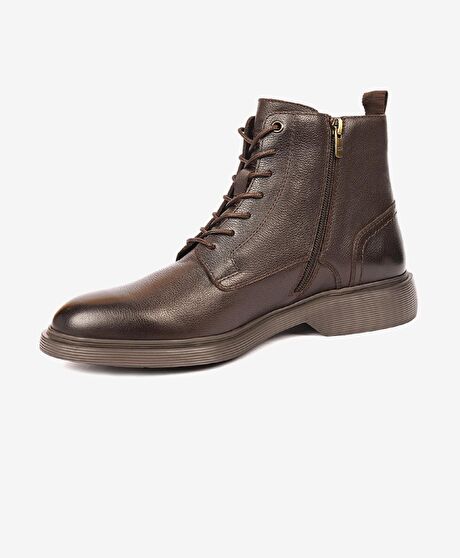Erkek Kahverengi Hakiki Deri Klasik Bot