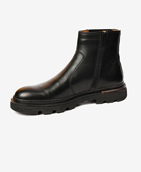 Erkek Siyah Hakiki Deri Chelsea Bot
