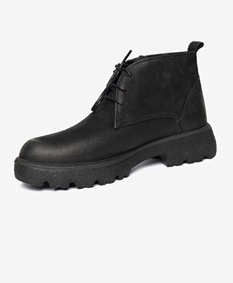 Erkek Siyah Nubuk Hakiki Deri Casual Bot
