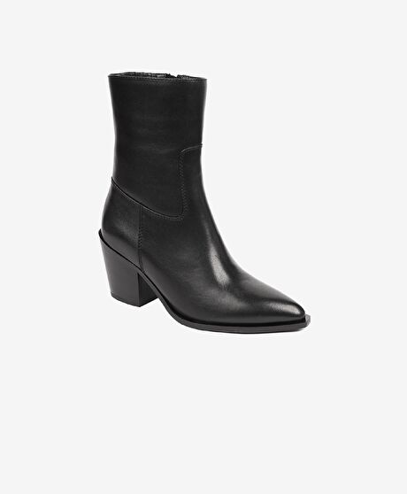 Kadın Siyah Hakiki Deri Topuklu Bot