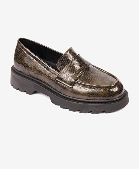 Kadın Siyah Hakiki Deri Memory Foam Taban Loafer Ayakkabı