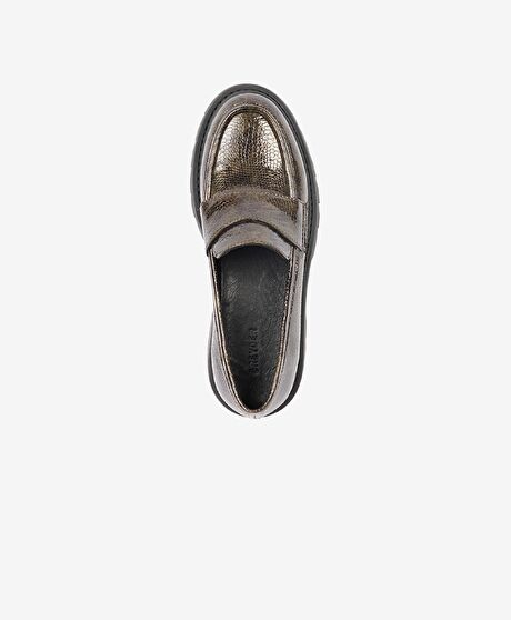 Kadın Siyah Hakiki Deri Memory Foam Taban Loafer Ayakkabı