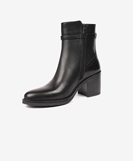 Kadın Siyah Hakiki Deri Topuklu Bot