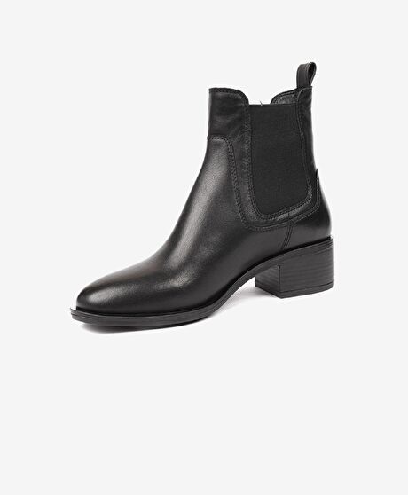 Kadın Siyah Hakiki Deri Topuklu Chelsea Bot