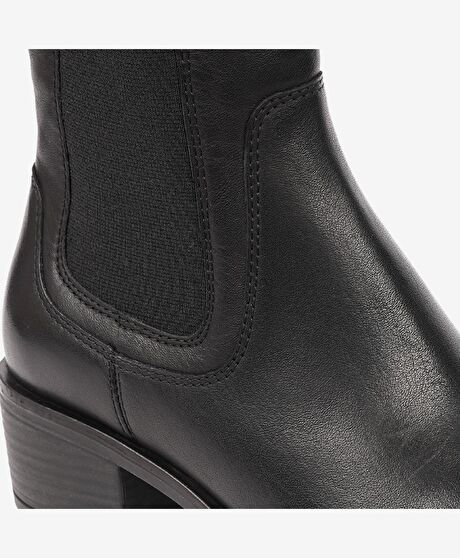Kadın Siyah Hakiki Deri Topuklu Chelsea Bot