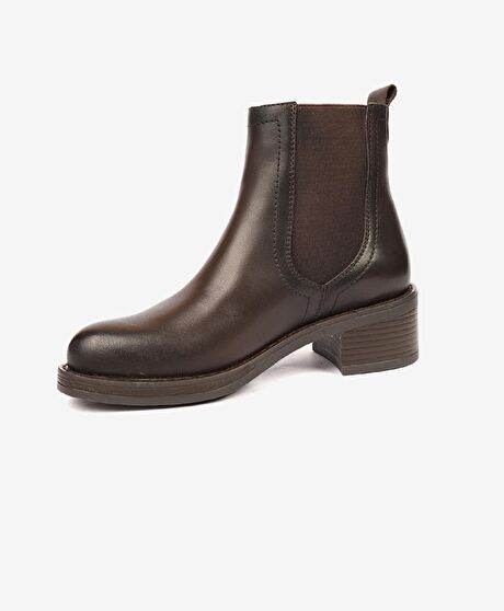 Kadın Kahverengi Hakiki Deri Memory Foam Taban Chelsea Bot