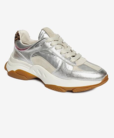 Kadın Gümüş Hakiki Deri Spor Ayakkabı