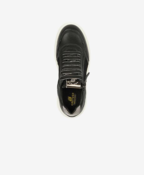 Kadın Siyah Hakiki Deri Memory Foam Taban Spor Ayakkabı