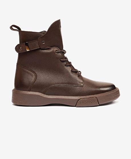 Kadın Kahverengi Hakiki Deri Sneaker Bot
