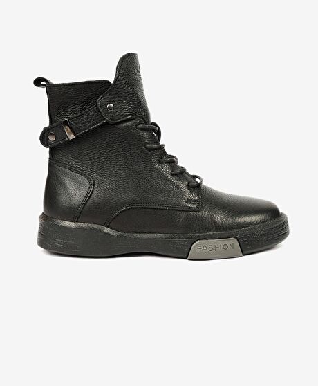 Kadın Siyah Hakiki Deri Sneaker Bot