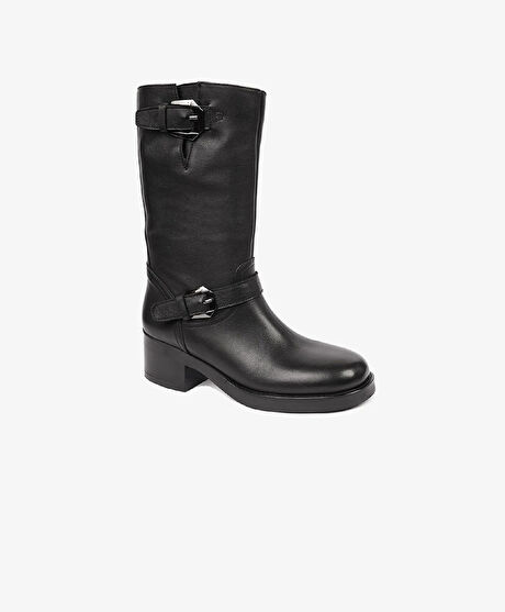 Kadın Siyah Hakiki Deri Günlük Bot