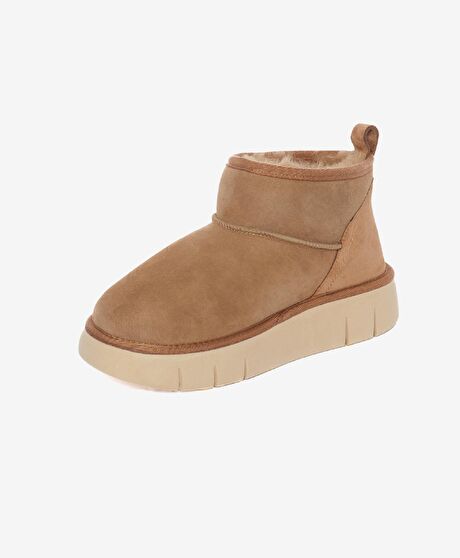 Kadın Sigaro Süet Hakiki Deri Termo Light Taban Günlük Bot