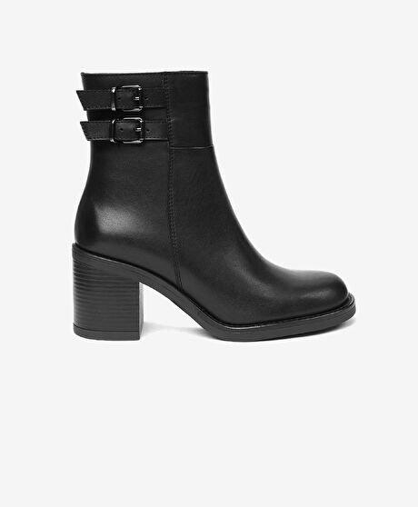 Kadın Siyah Hakiki Deri Topuklu Bot